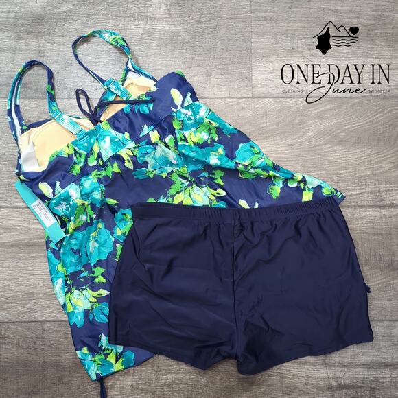 Septangle Boyshort Tankini Swimsuit Size 12 - Picture 5 of 5